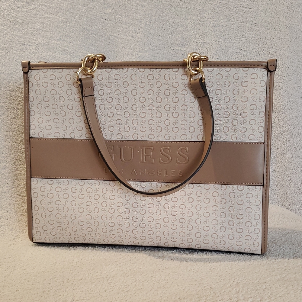 Guess Tan and Cream Women's Tote Bag (812)